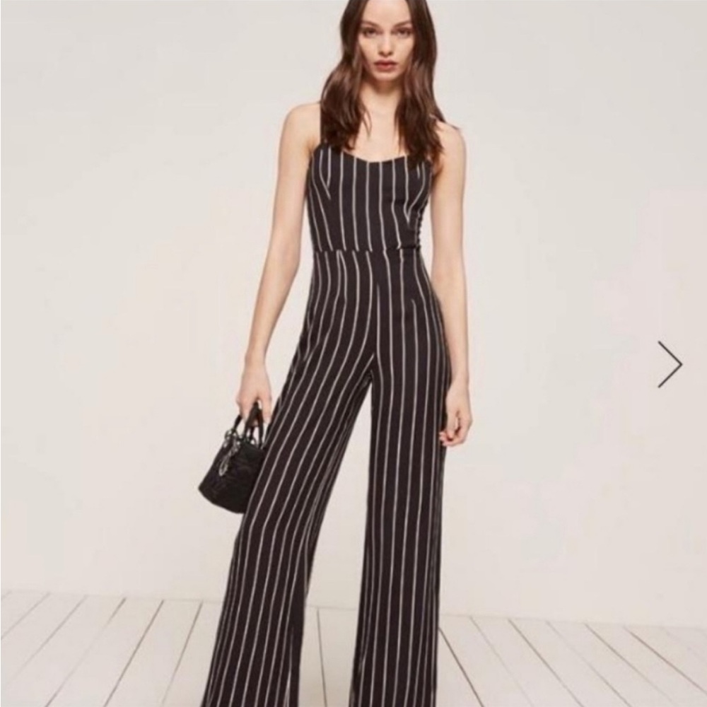 Reformation Brisbane Striped Wide Leg Jumpsuit Size 10